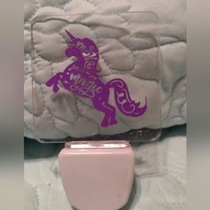 Purple Unicorn Night Light. 4 1/2" tall and 2 3/4 wide.